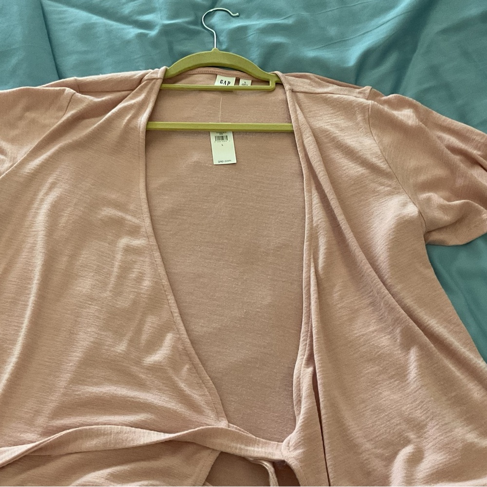 GAP Light Pink Tie-Front Ballet wrap Cardigan Sweater